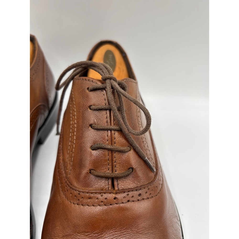 Vittorio Russo Men's Brown Leather Cap Toe Oxford Brogue Dress Shoes Italy 10½ - Picture 12 of 16
